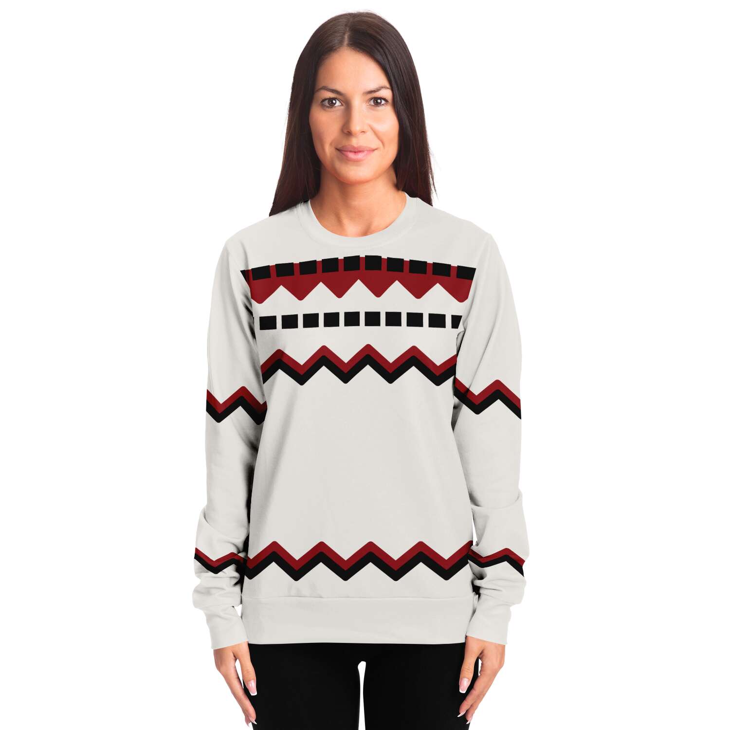 65 MCMLXV Unisex Off - White Red Chevron Stripe Print Sweatshirt - 65mcmlxv