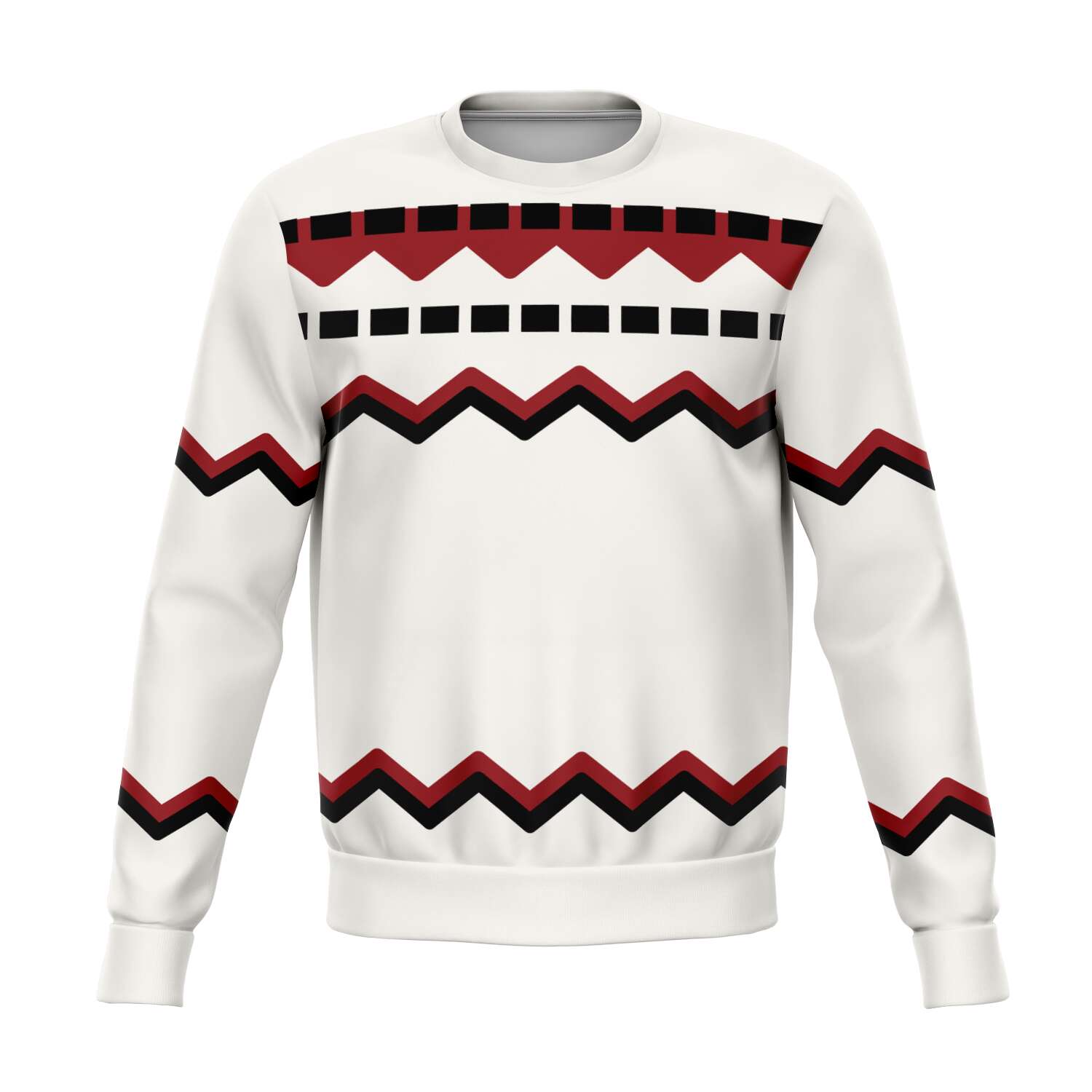 65 MCMLXV Unisex Off - White Red Chevron Stripe Print Sweatshirt - 65mcmlxv