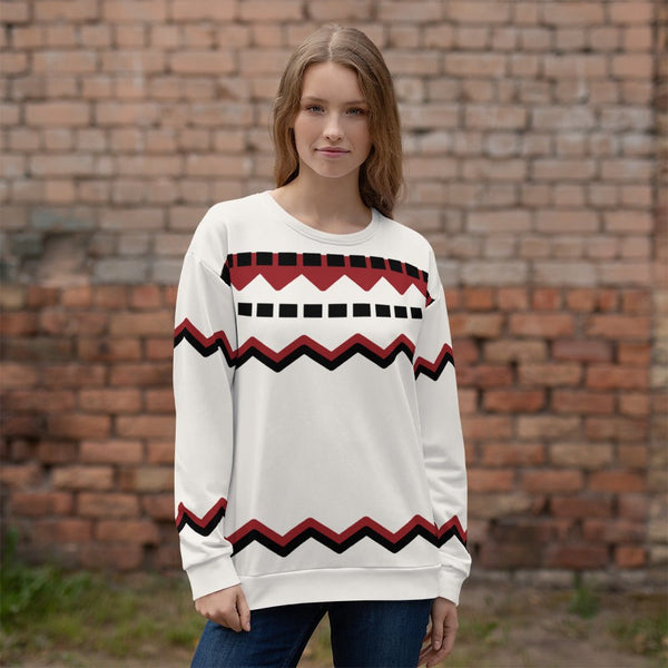 65 MCMLXV Unisex Off - White Red Chevron Stripe Print Sweatshirt - 65mcmlxv