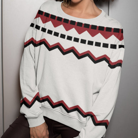 65 MCMLXV Unisex Off - White Red Chevron Stripe Print Sweatshirt - 65mcmlxv