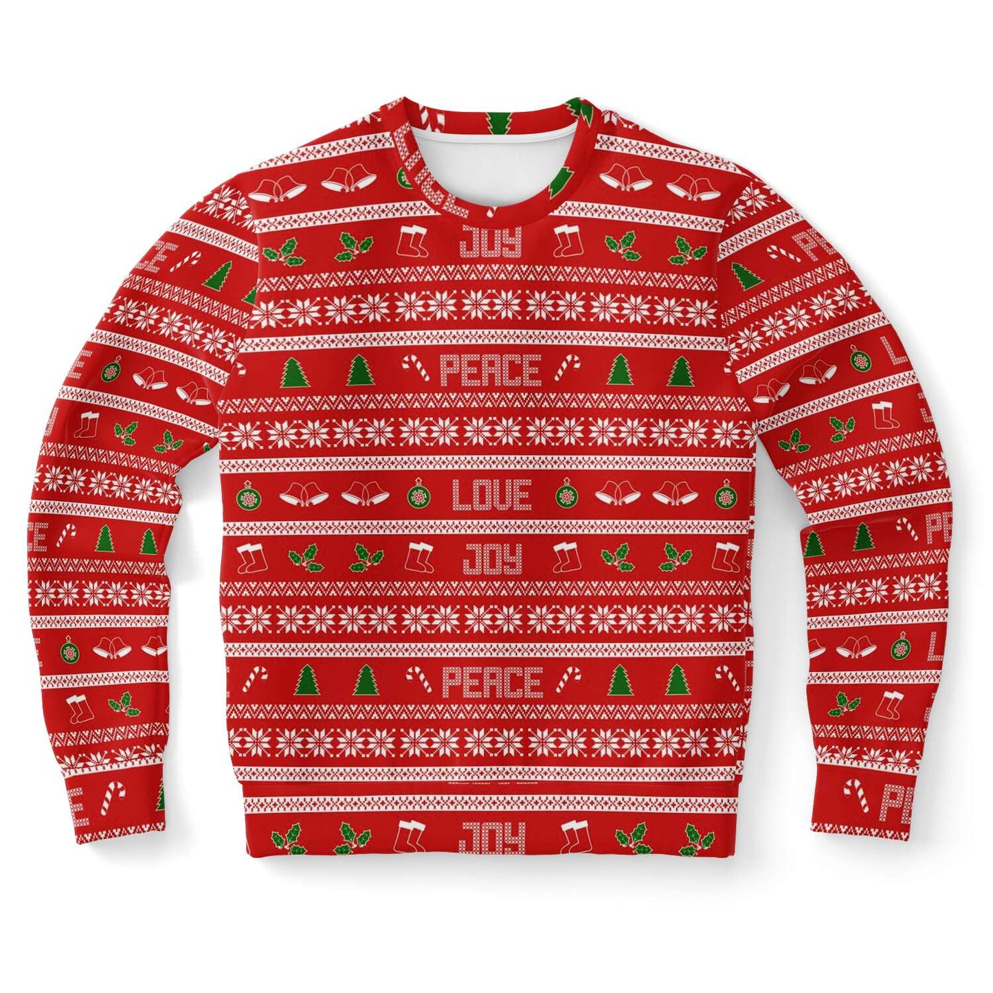 65 MCMLXV Unisex Peace Joy Love Red Christmas Sweater Print Sweatshirt - 65mcmlxv