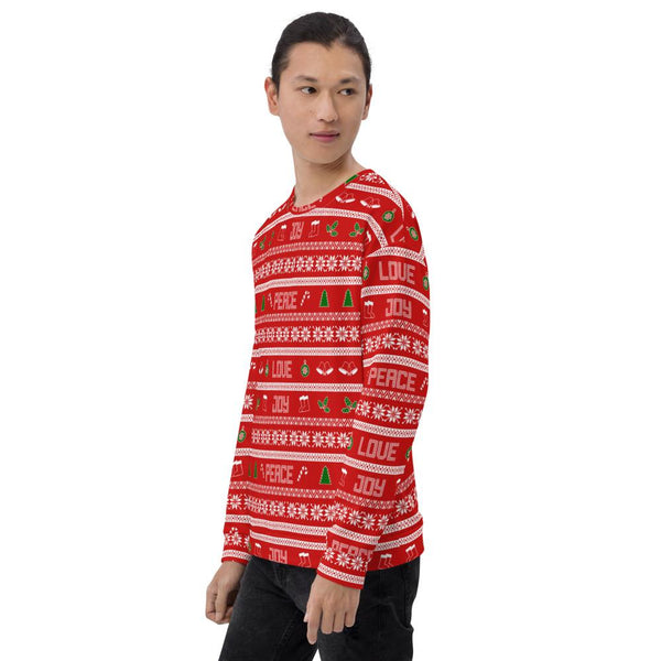 65 MCMLXV Unisex Peace Joy Love Red Christmas Sweater Print Sweatshirt - 65mcmlxv