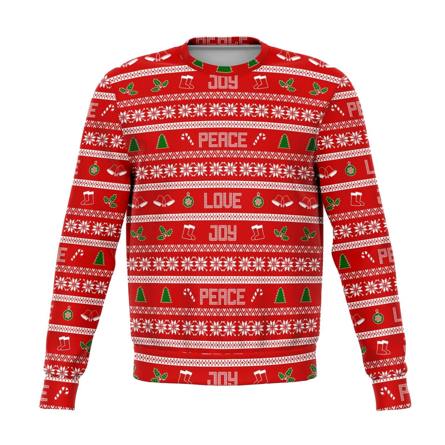 65 MCMLXV Unisex Peace Joy Love Red Christmas Sweater Print Sweatshirt - 65mcmlxv
