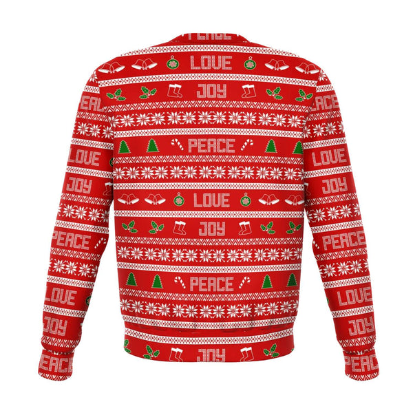 65 MCMLXV Unisex Peace Joy Love Red Christmas Sweater Print Sweatshirt - 65mcmlxv