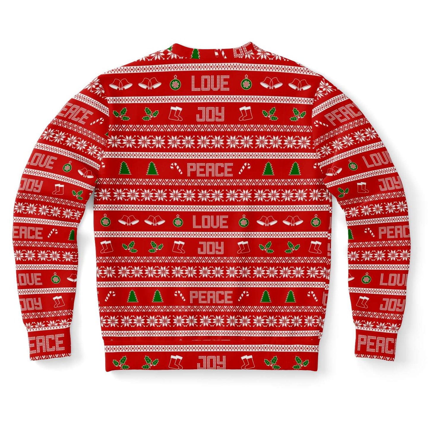 65 MCMLXV Unisex Peace Joy Love Red Christmas Sweater Print Sweatshirt - 65mcmlxv