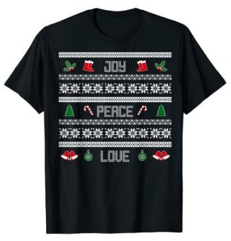 65 MCMLXV Unisex Peace Love Joy Christmas Sweater Design Graphic T-Shirt - 65mcmlxv