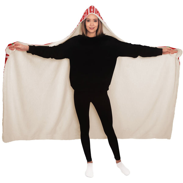 65 MCMLXV Unisex Peace Love Joy Red Christmas Print Hooded Blanket - 65mcmlxv