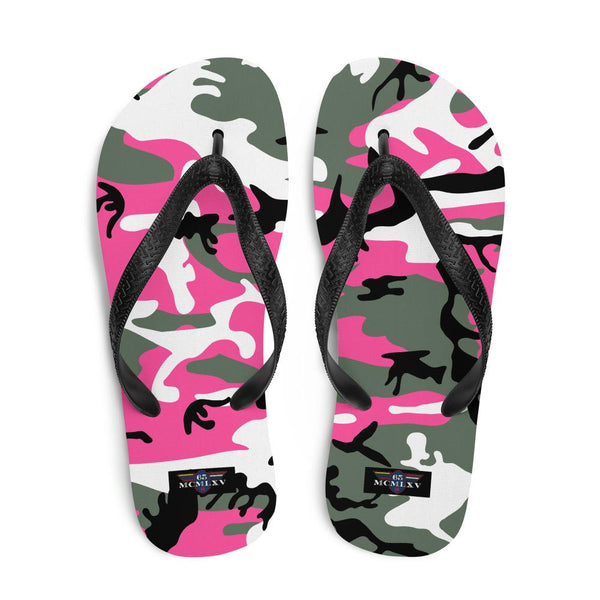 65 MCMLXV Unisex Pink Camouflage Print Flip - Flops - 65mcmlxv
