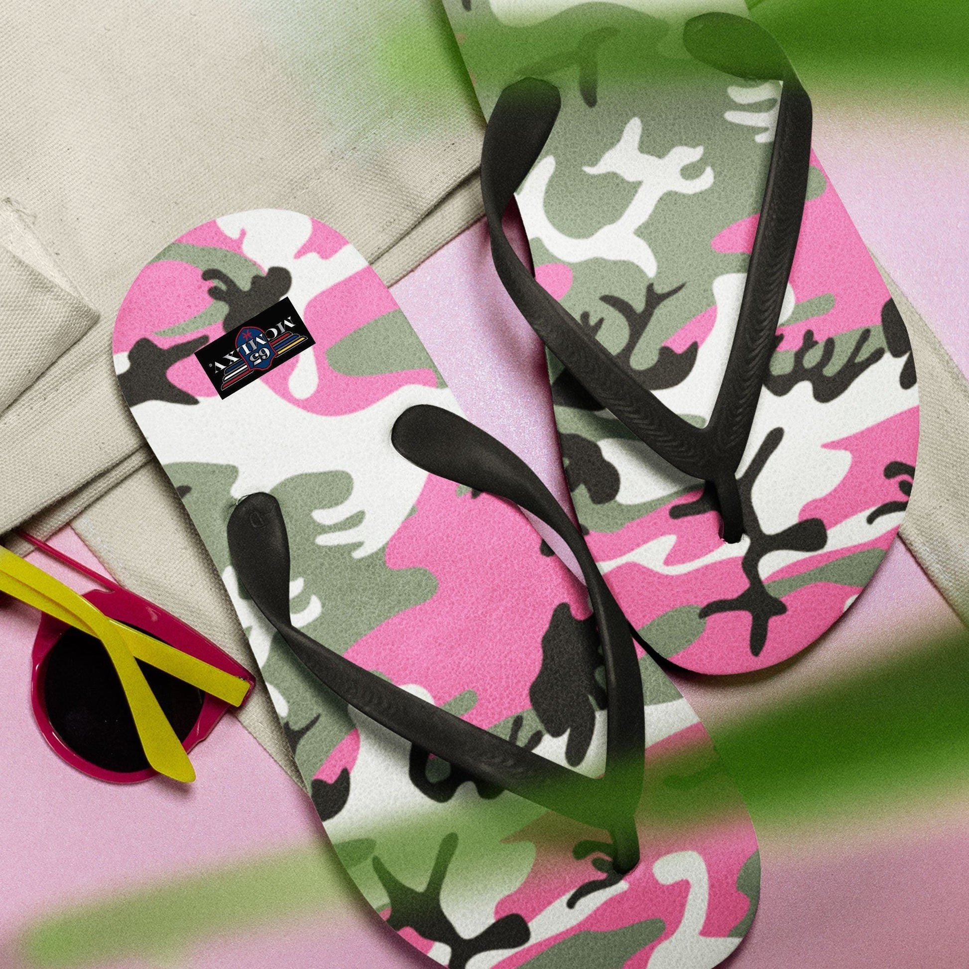 65 MCMLXV Unisex Pink Camouflage Print Flip - Flops - 65mcmlxv
