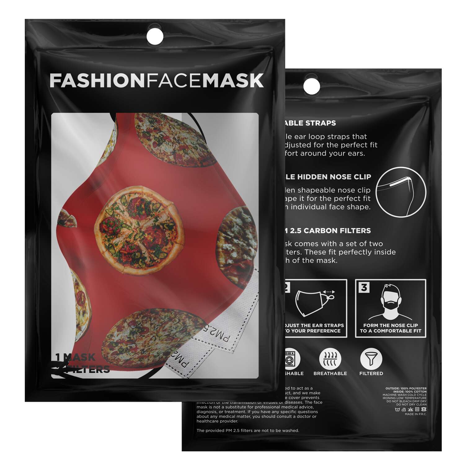 65 MCMLXV Unisex Pizza Pie Toss Print Face Mask - 65mcmlxv