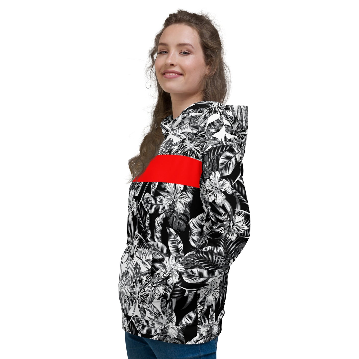 65 MCMLXV Unisex Positive/Negative Tropical Floral Print Fleece Hoodie - 65mcmlxv