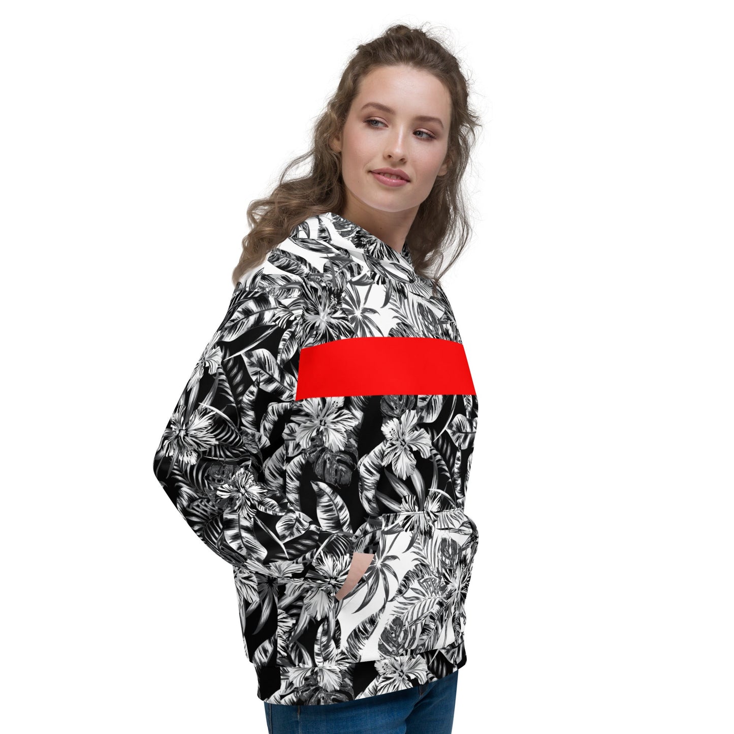 65 MCMLXV Unisex Positive/Negative Tropical Floral Print Fleece Hoodie - 65mcmlxv