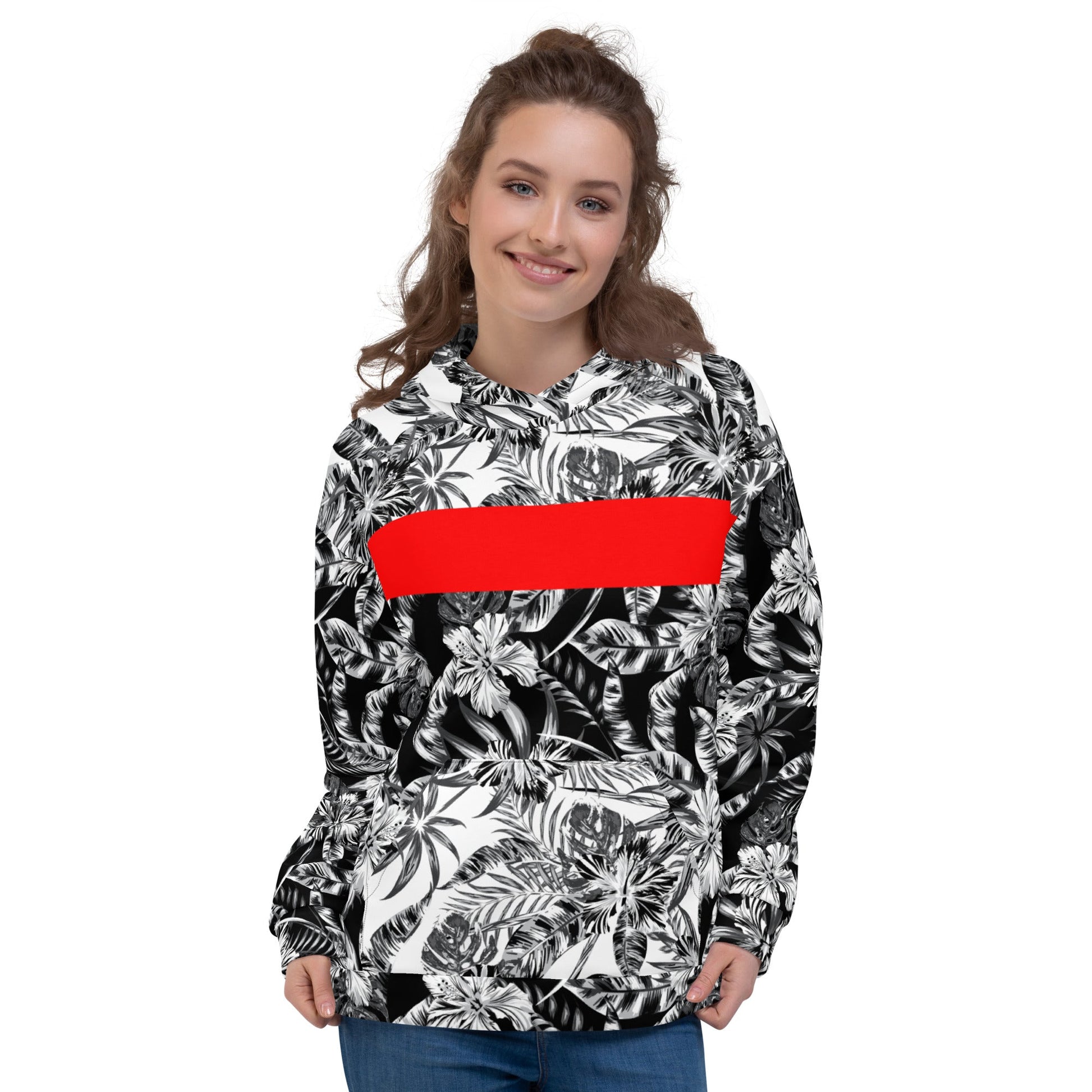 65 MCMLXV Unisex Positive/Negative Tropical Floral Print Fleece Hoodie - 65mcmlxv