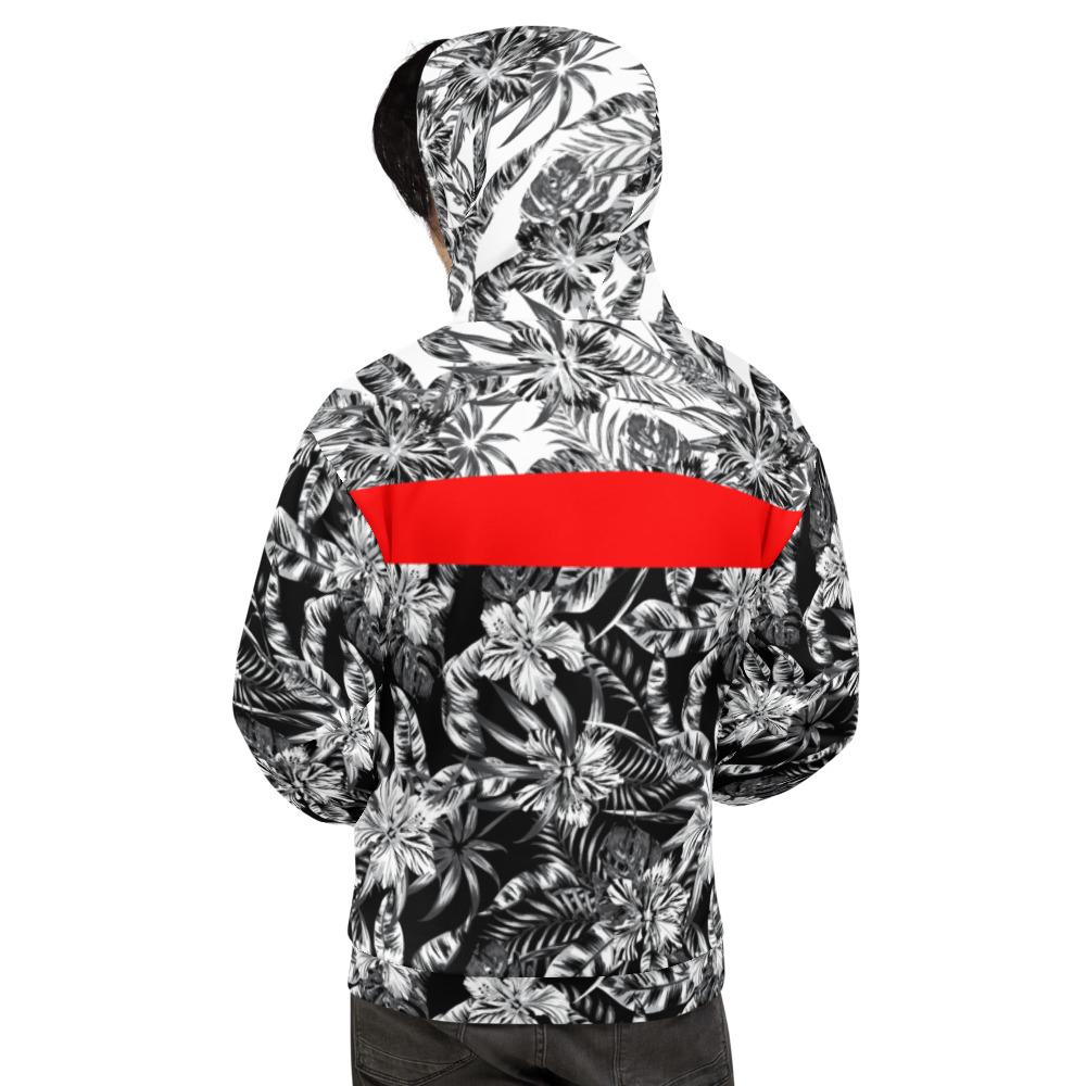 65 MCMLXV Unisex Positive/Negative Tropical Floral Print Fleece Hoodie - 65mcmlxv