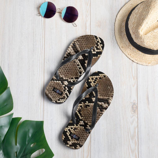 65 MCMLXV Unisex Python Snakeskin Animal Print Flip - Flops - 65mcmlxv