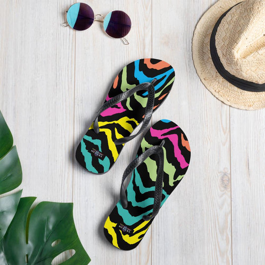65 MCMLXV Unisex Rainbow Zebra Animal Print Flip - Flops - 65mcmlxv