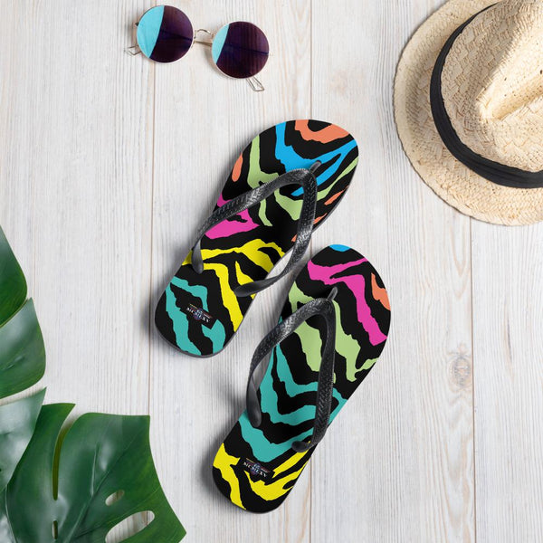 65 MCMLXV Unisex Rainbow Zebra Animal Print Flip - Flops - 65mcmlxv