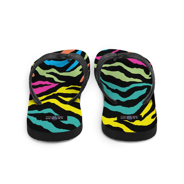65 MCMLXV Unisex Rainbow Zebra Animal Print Flip - Flops - 65mcmlxv