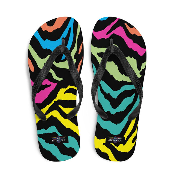 65 MCMLXV Unisex Rainbow Zebra Animal Print Flip - Flops - 65mcmlxv