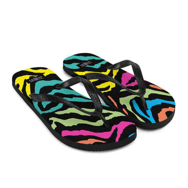 65 MCMLXV Unisex Rainbow Zebra Animal Print Flip - Flops - 65mcmlxv