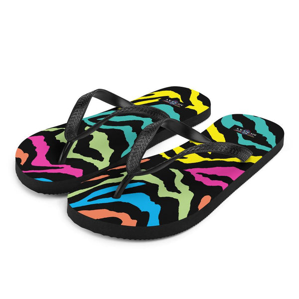 65 MCMLXV Unisex Rainbow Zebra Animal Print Flip - Flops - 65mcmlxv