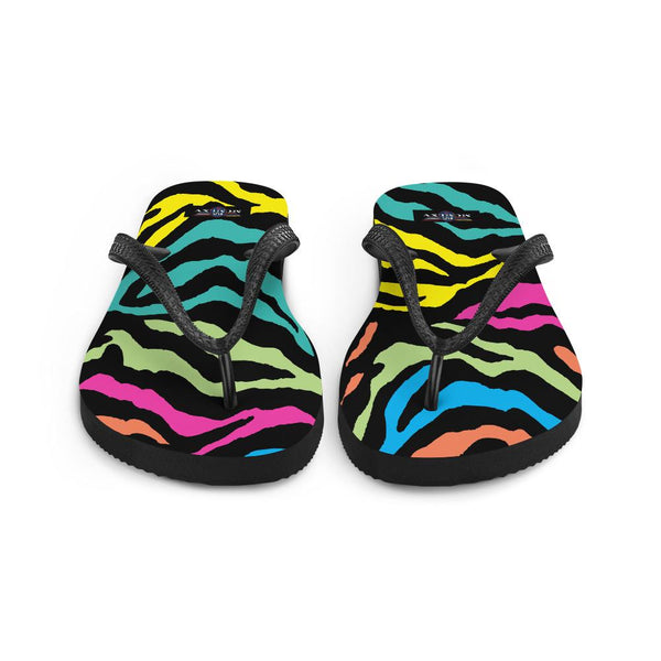 65 MCMLXV Unisex Rainbow Zebra Animal Print Flip - Flops - 65mcmlxv