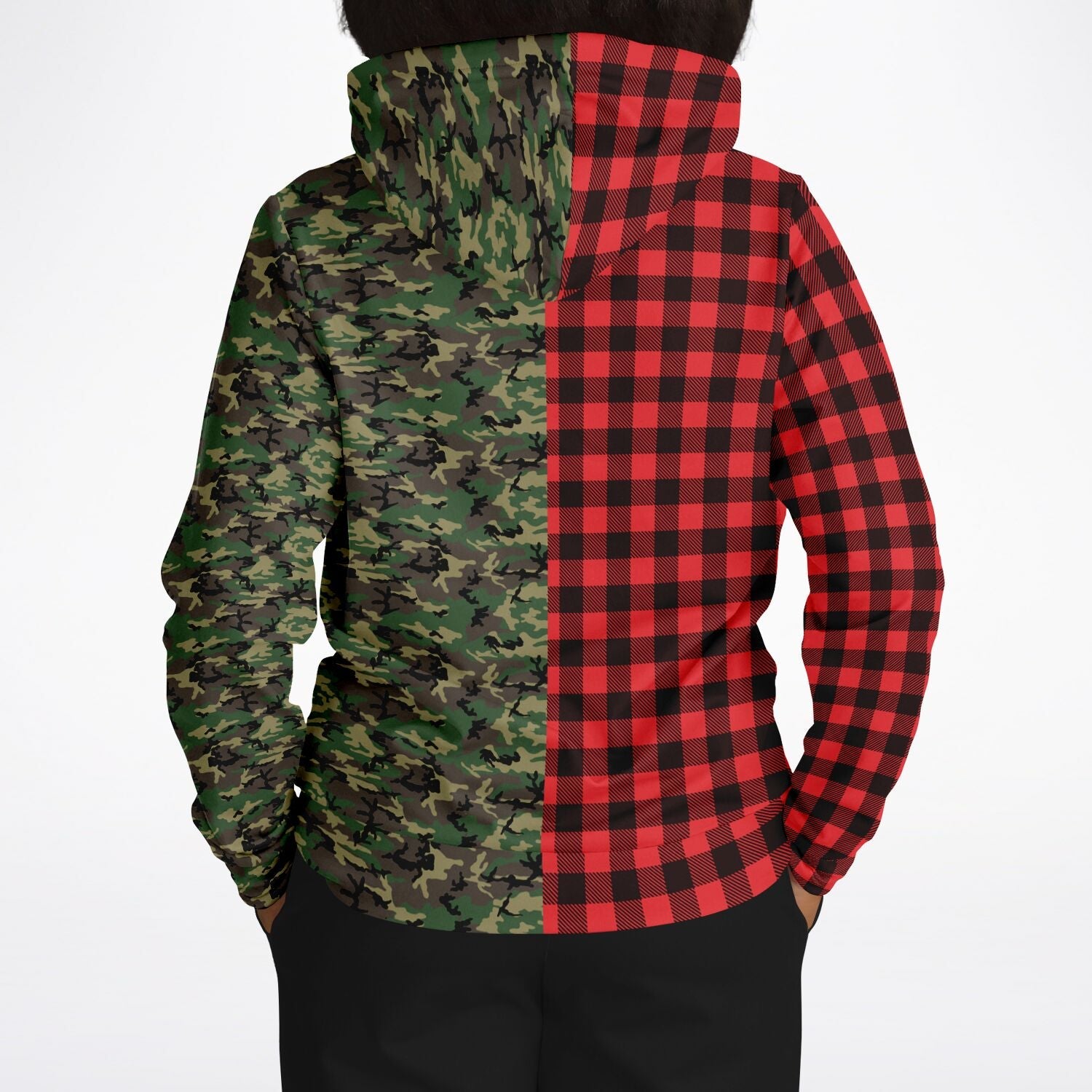 65 MCMLXV Unisex Red Buffalo Plaid and Camo Print Hoodie - 65mcmlxv