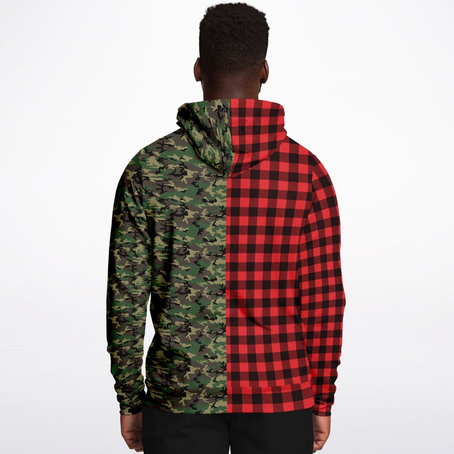 65 MCMLXV Unisex Red Buffalo Plaid and Camo Print Hoodie - 65mcmlxv