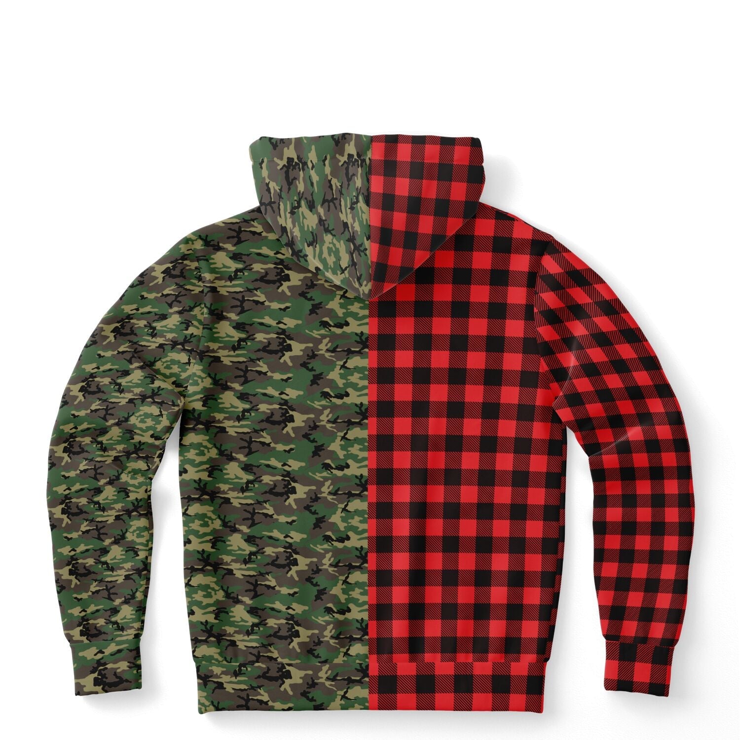 65 MCMLXV Unisex Red Buffalo Plaid and Camo Print Hoodie - 65mcmlxv
