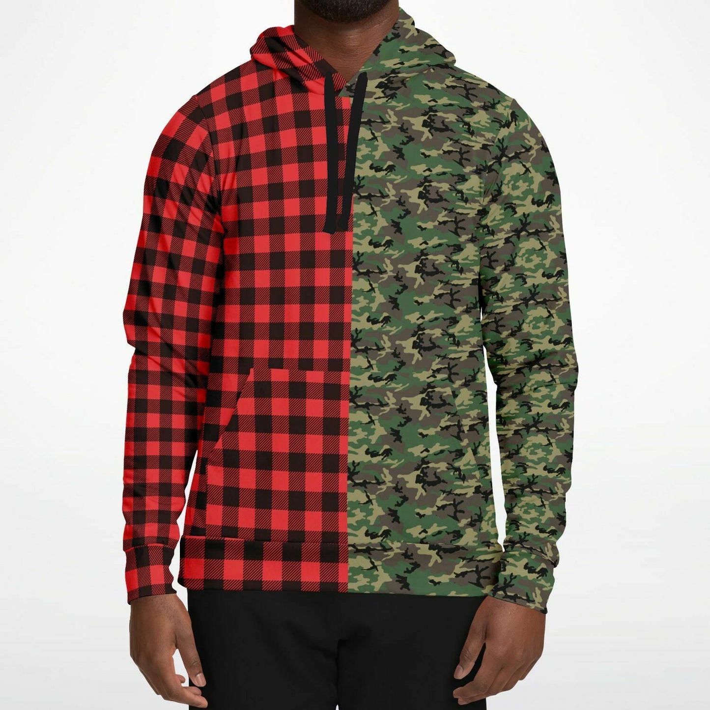 65 MCMLXV Unisex Red Buffalo Plaid and Camo Print Hoodie - 65mcmlxv