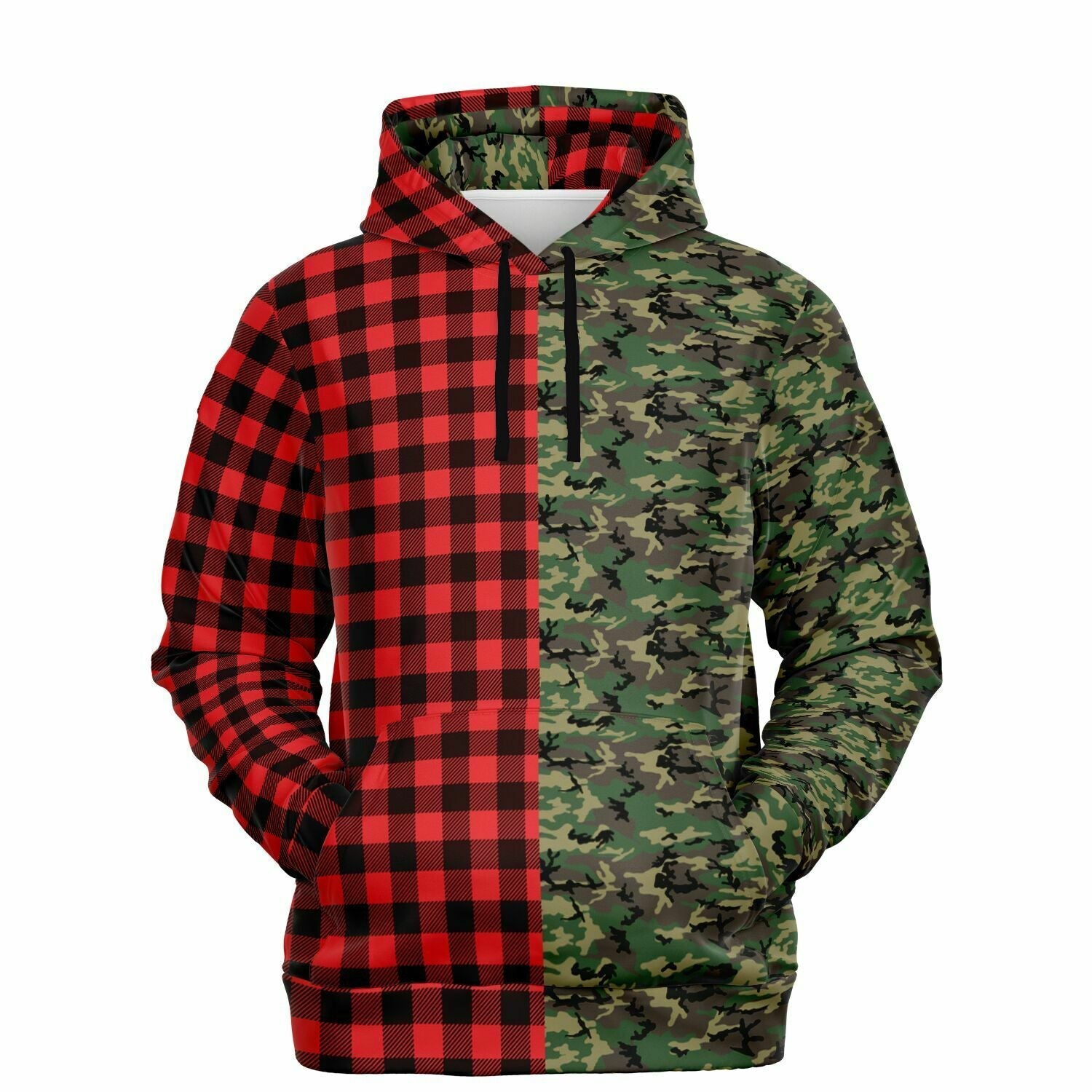 65 MCMLXV Unisex Red Buffalo Plaid and Camo Print Hoodie - 65mcmlxv