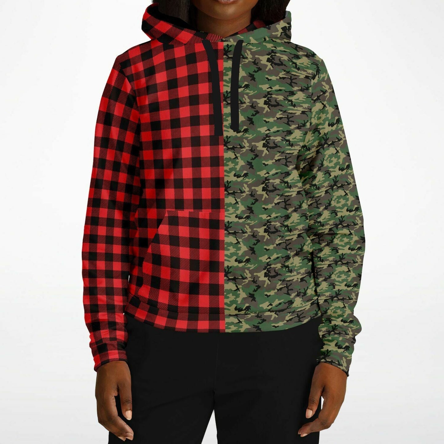 65 MCMLXV Unisex Red Buffalo Plaid and Camo Print Hoodie - 65mcmlxv