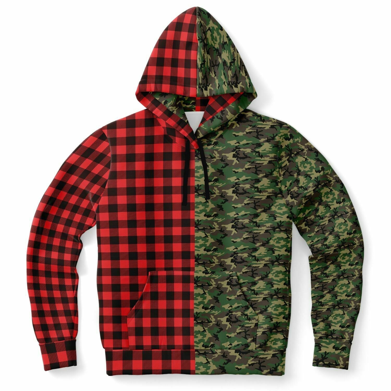 65 MCMLXV Unisex Red Buffalo Plaid and Camo Print Hoodie - 65mcmlxv