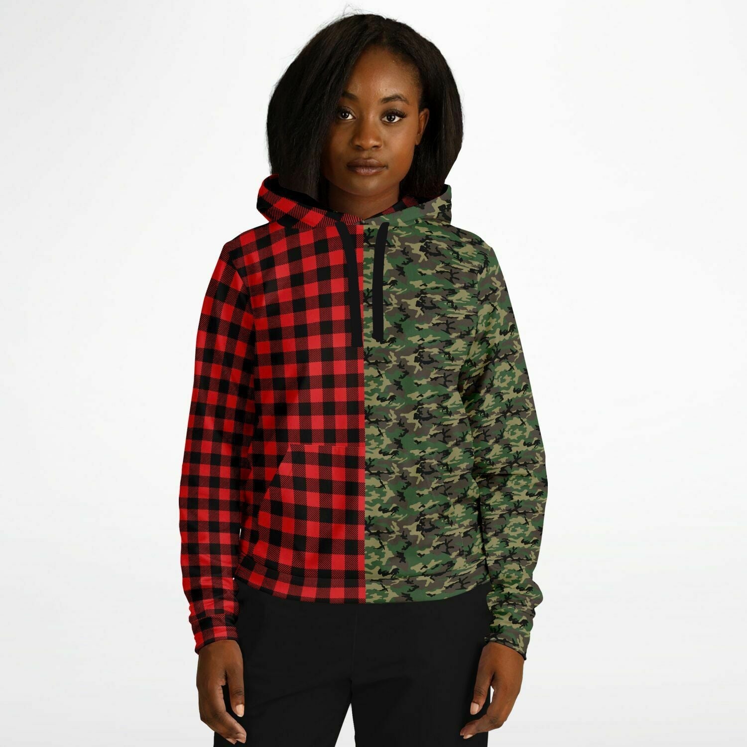 65 MCMLXV Unisex Red Buffalo Plaid and Camo Print Hoodie - 65mcmlxv
