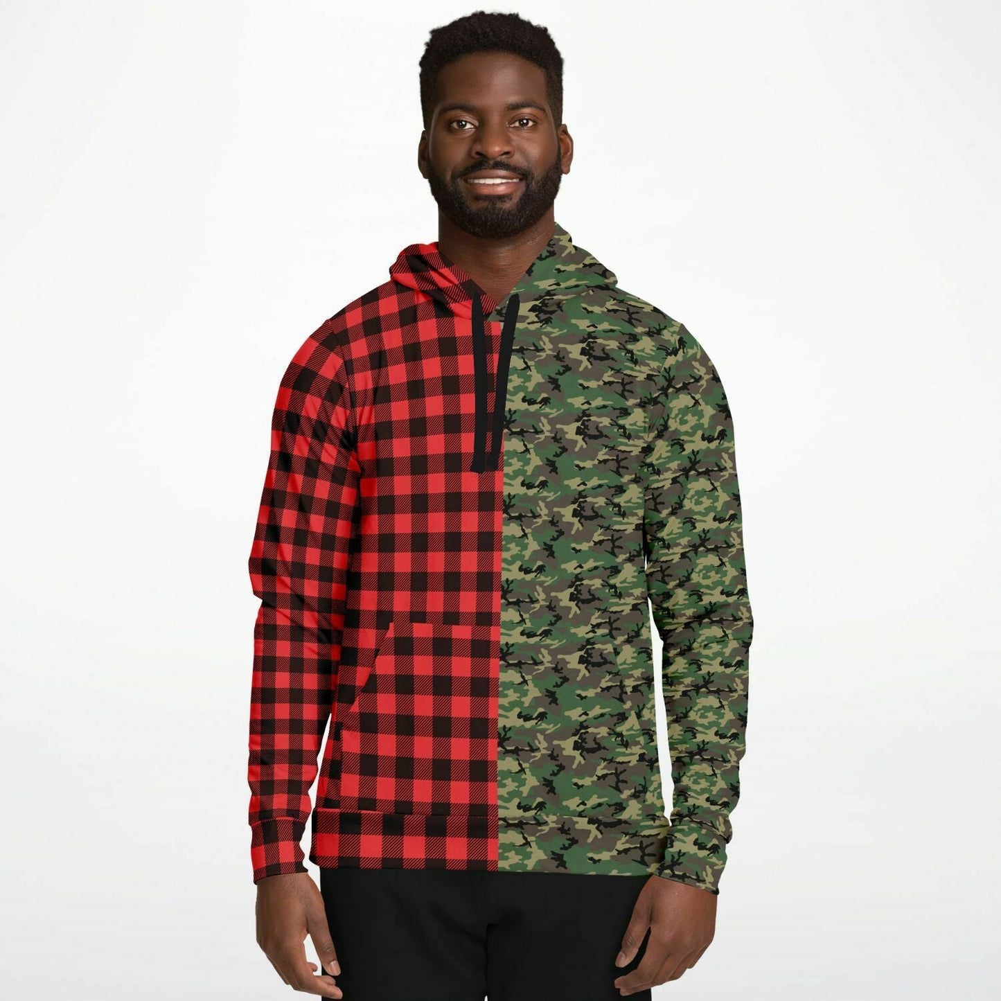 65 MCMLXV Unisex Red Buffalo Plaid and Camo Print Hoodie - 65mcmlxv