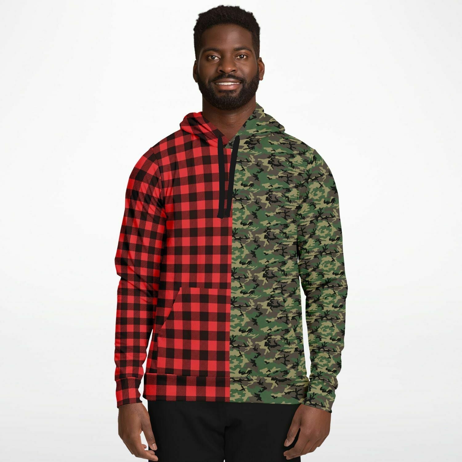 65 MCMLXV Unisex Red Buffalo Plaid and Camo Print Hoodie - 65mcmlxv