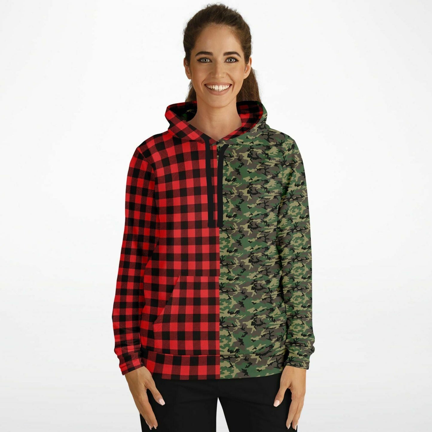 65 MCMLXV Unisex Red Buffalo Plaid and Camo Print Hoodie - 65mcmlxv