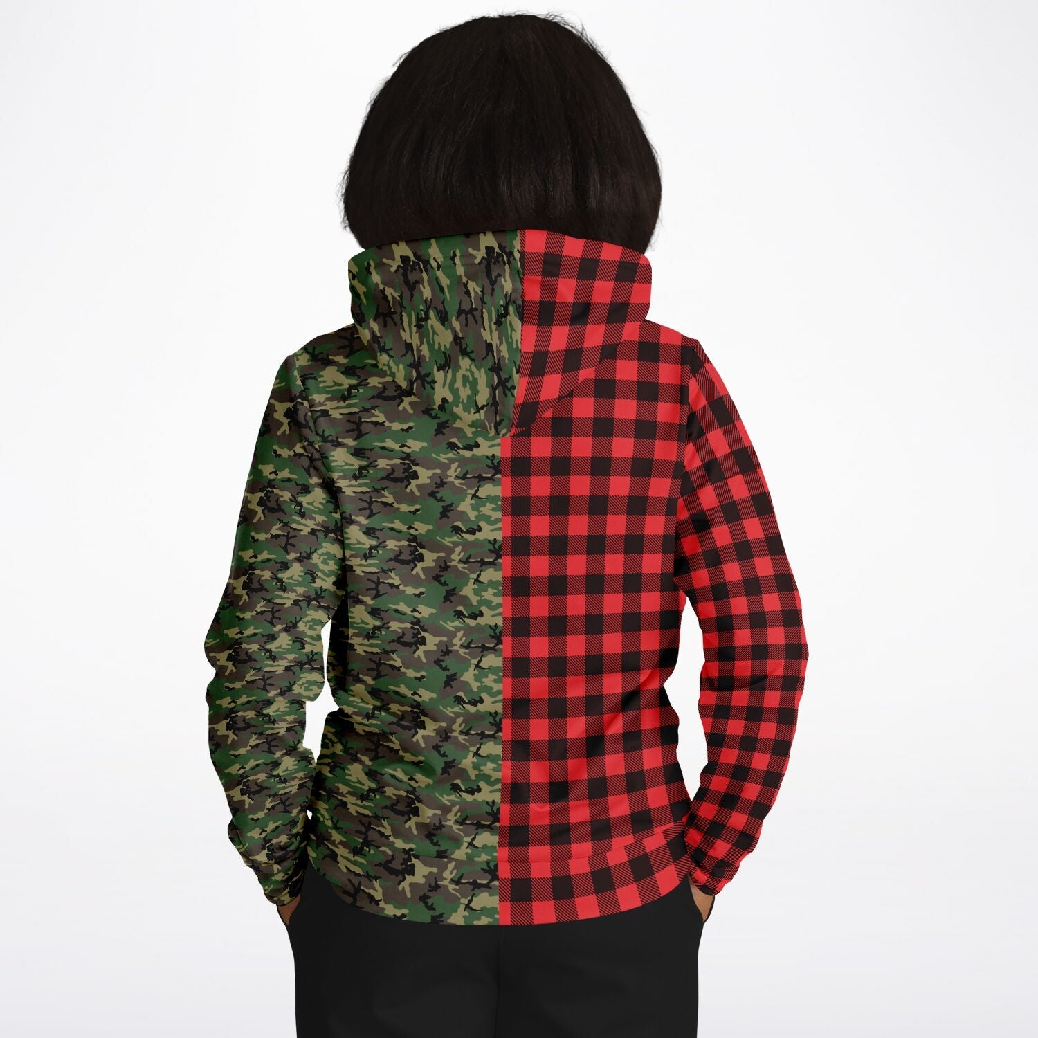 65 MCMLXV Unisex Red Buffalo Plaid and Camo Print Hoodie - 65mcmlxv