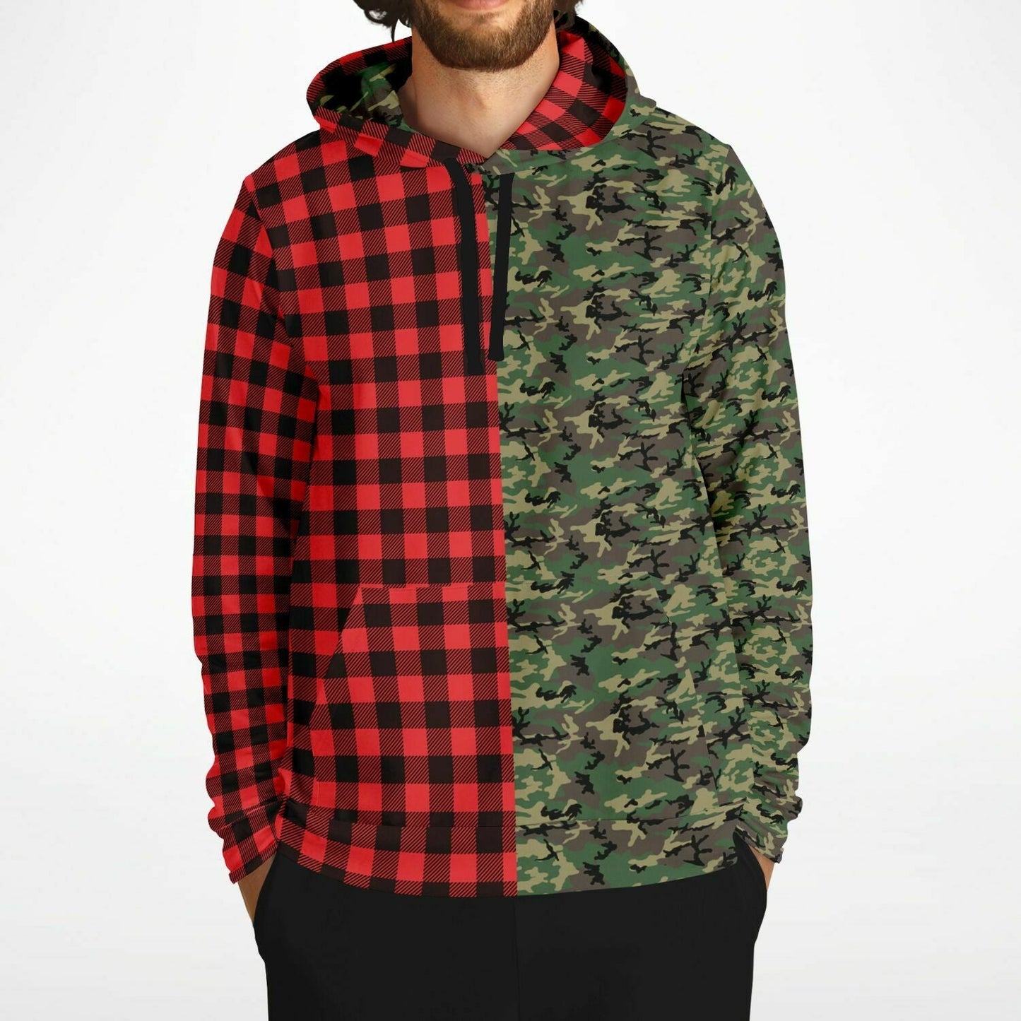 65 MCMLXV Unisex Red Buffalo Plaid and Camo Print Hoodie - 65mcmlxv