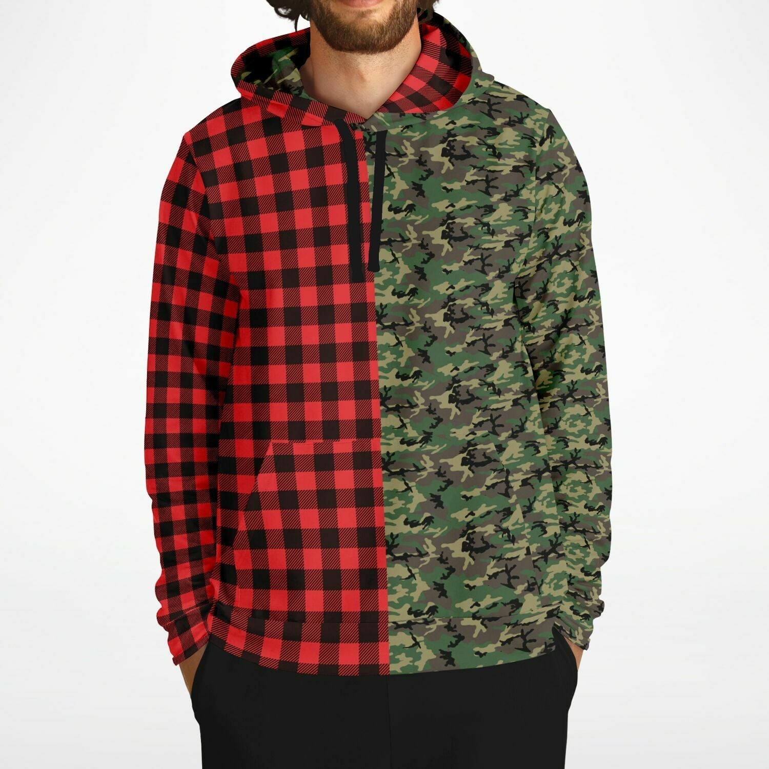 65 MCMLXV Unisex Red Buffalo Plaid and Camo Print Hoodie - 65mcmlxv