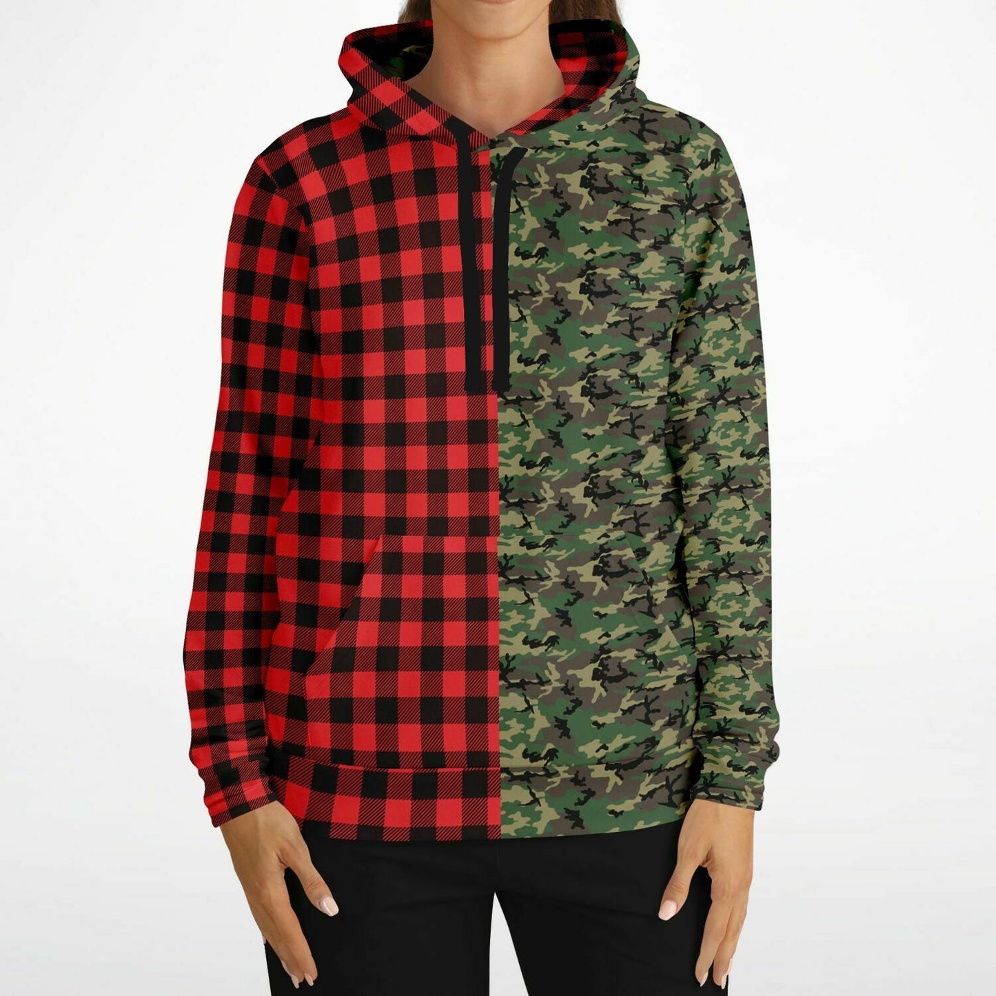 65 MCMLXV Unisex Red Buffalo Plaid and Camo Print Hoodie - 65mcmlxv
