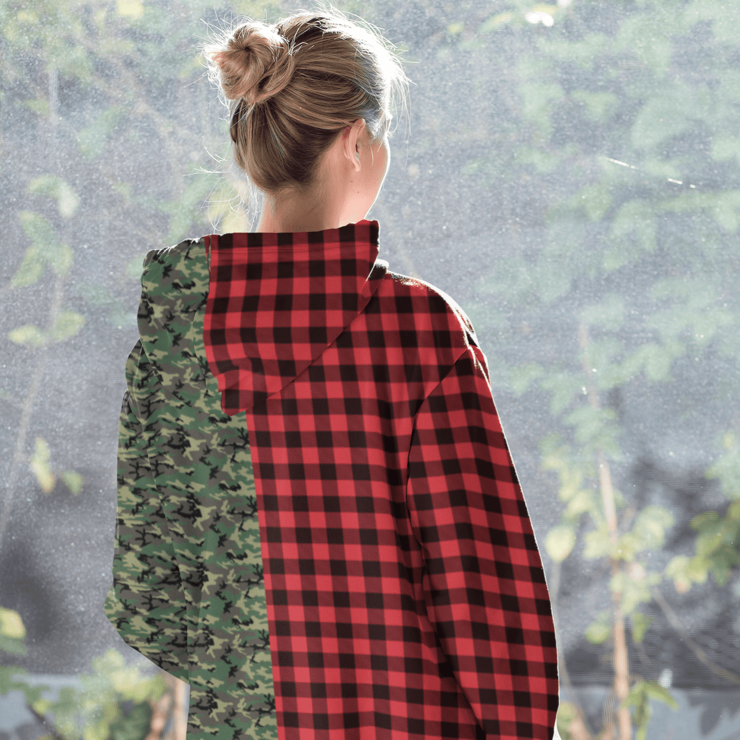 65 MCMLXV Unisex Red Buffalo Plaid and Camo Print Hoodie - 65mcmlxv
