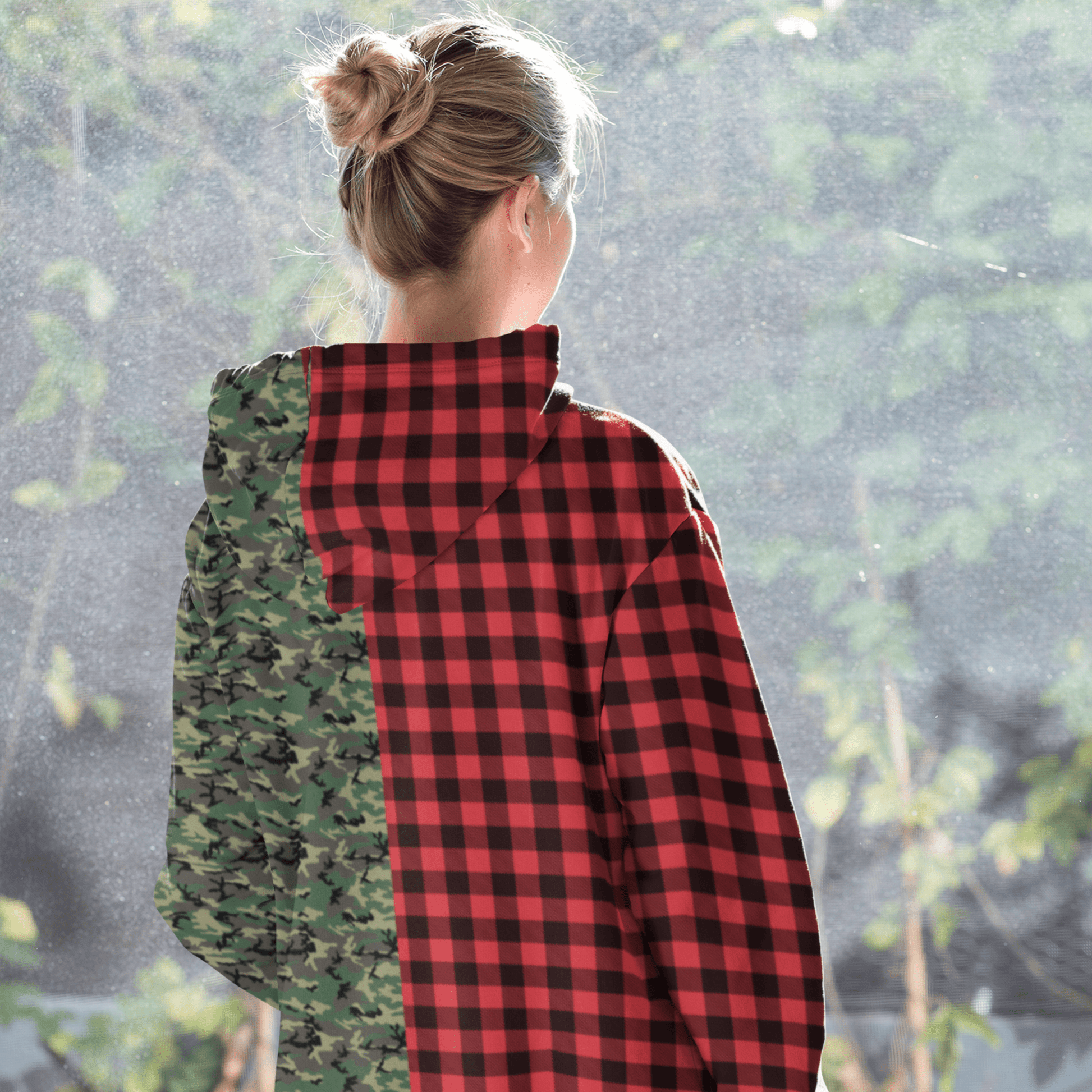 65 MCMLXV Unisex Red Buffalo Plaid and Camo Print Hoodie - 65mcmlxv