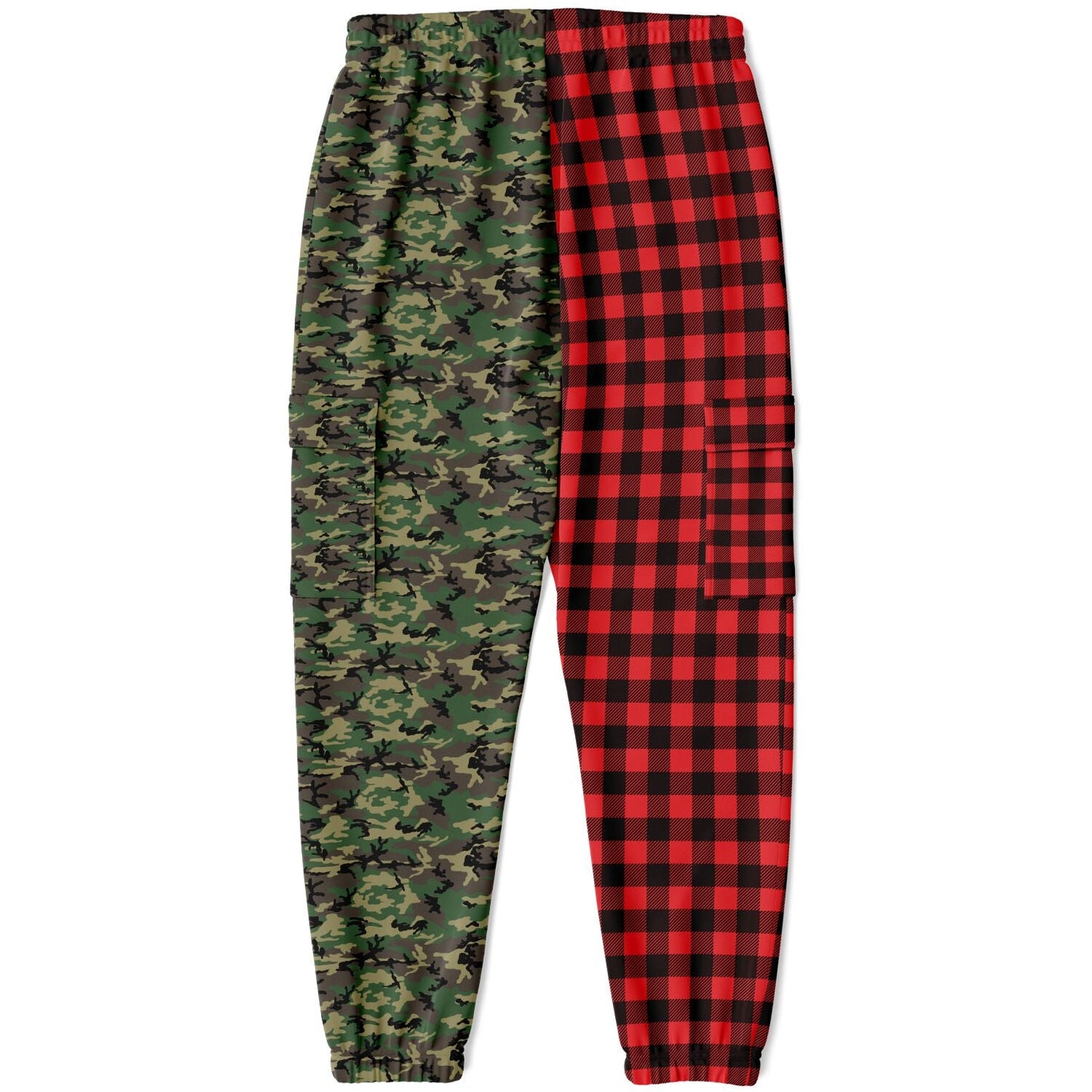 65 MCMLXV Unisex Red Buffalo Plaid and Camouflage Print Cargo Sweatpants - 65mcmlxv