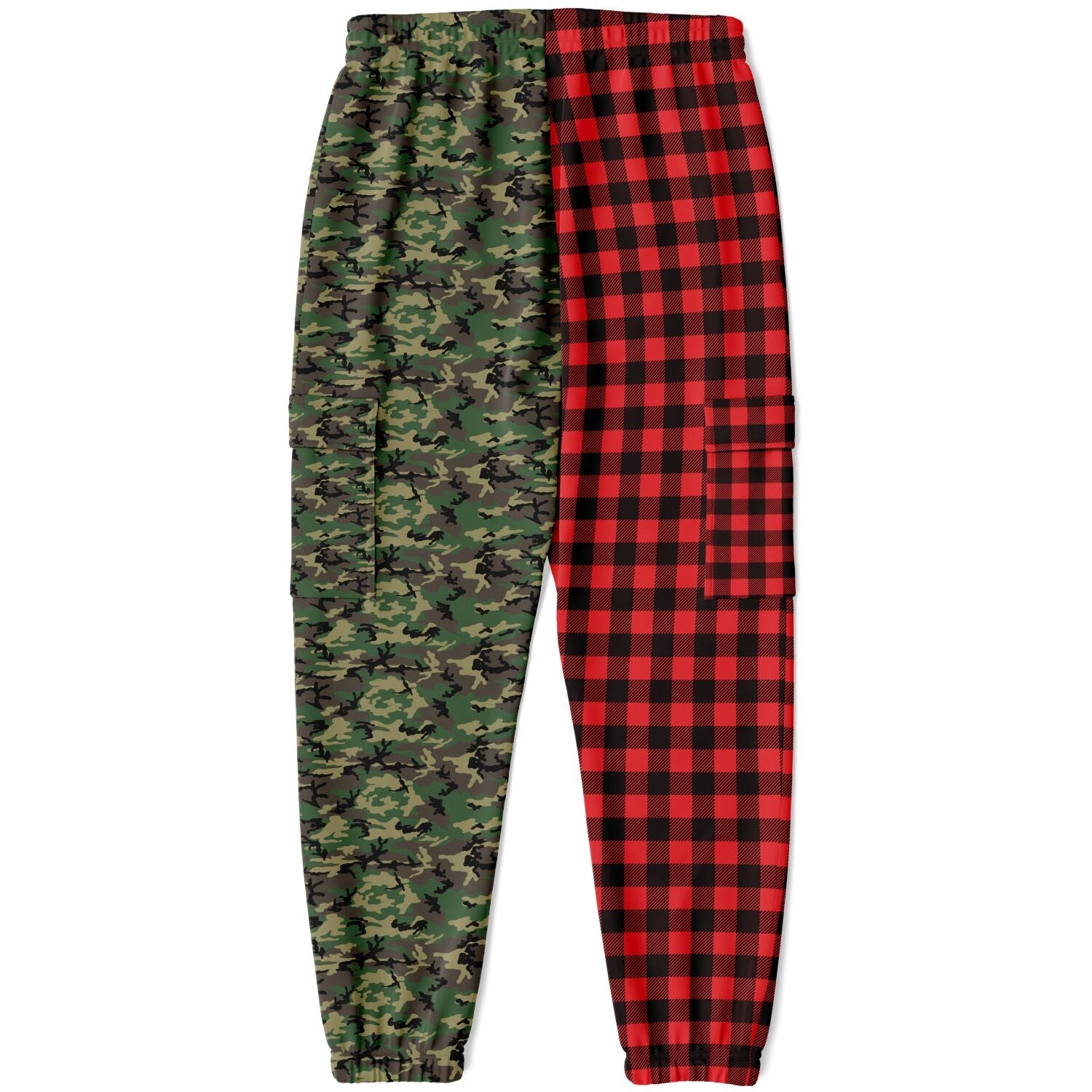 65 MCMLXV Unisex Red Buffalo Plaid and Camouflage Print Cargo Sweatpants - 65mcmlxv