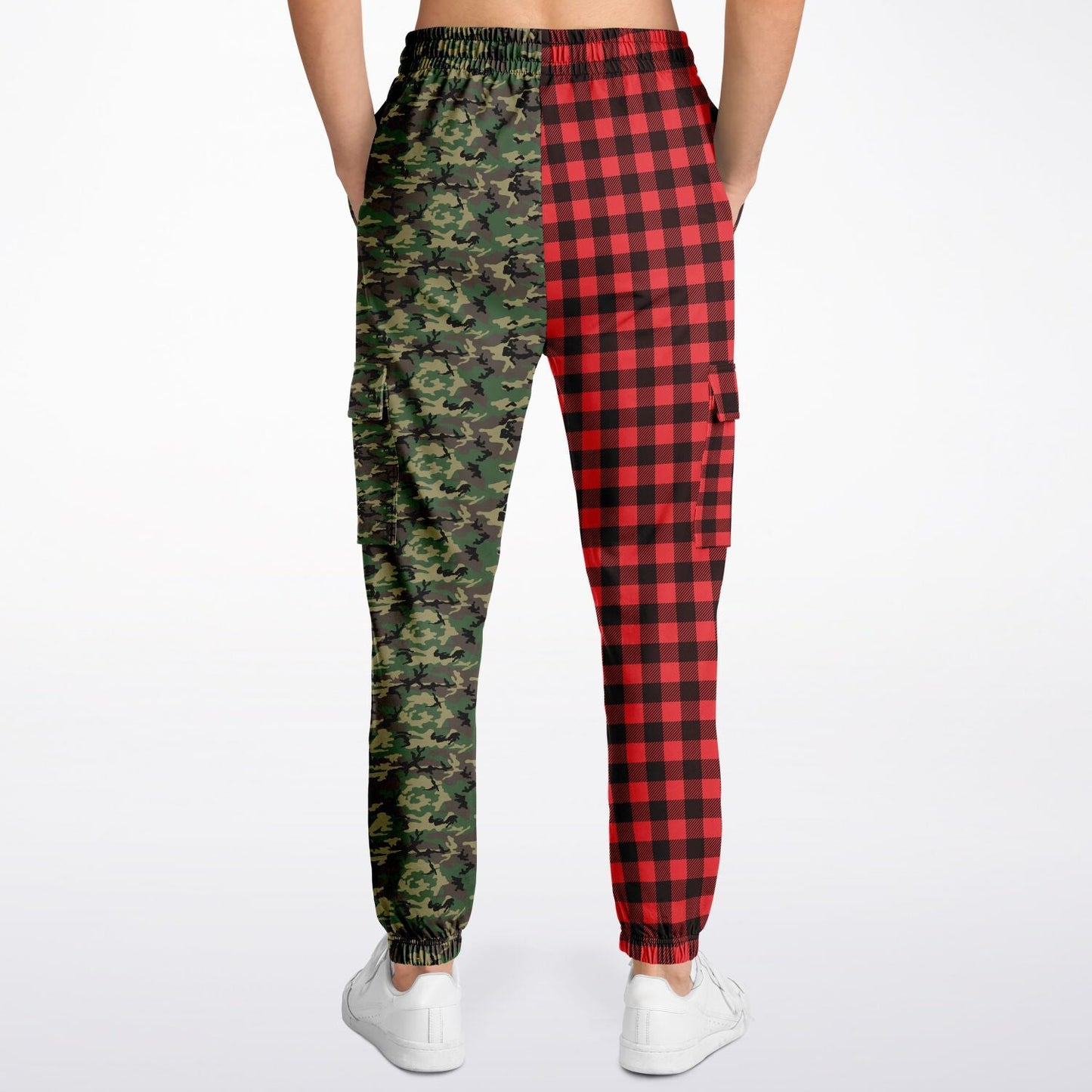 65 MCMLXV Unisex Red Buffalo Plaid and Camouflage Print Cargo Sweatpants - 65mcmlxv