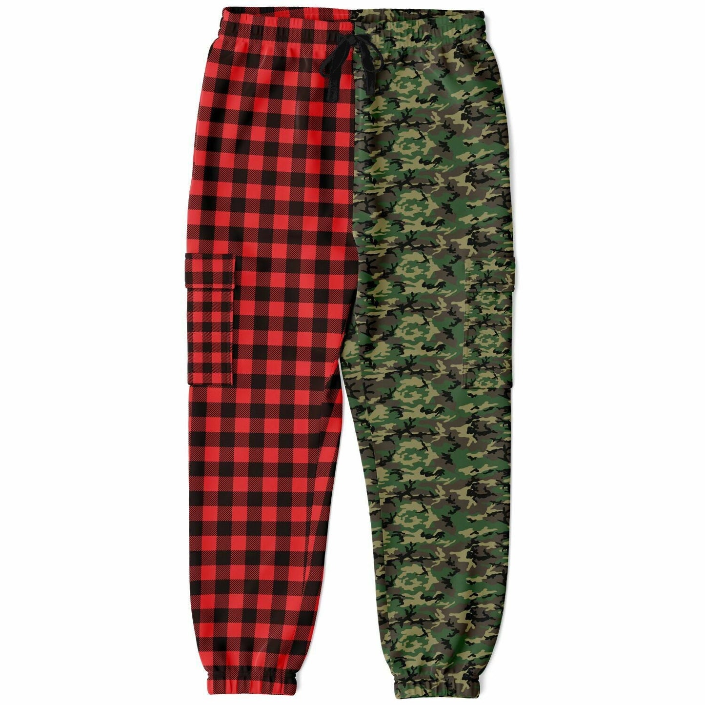 65 MCMLXV Unisex Red Buffalo Plaid and Camouflage Print Cargo Sweatpants - 65mcmlxv