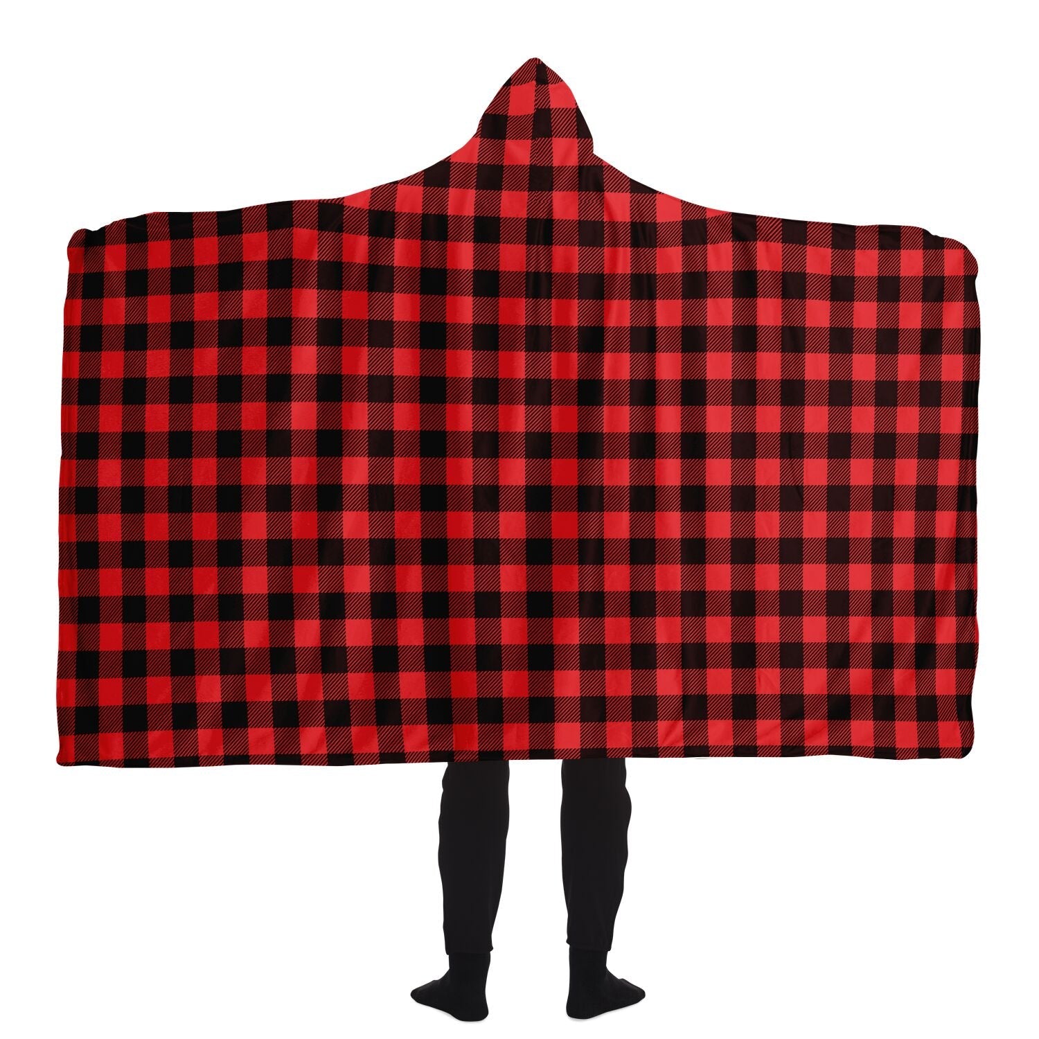 65 MCMLXV Unisex Red Buffalo Plaid Print Hooded Blanket - 65mcmlxv