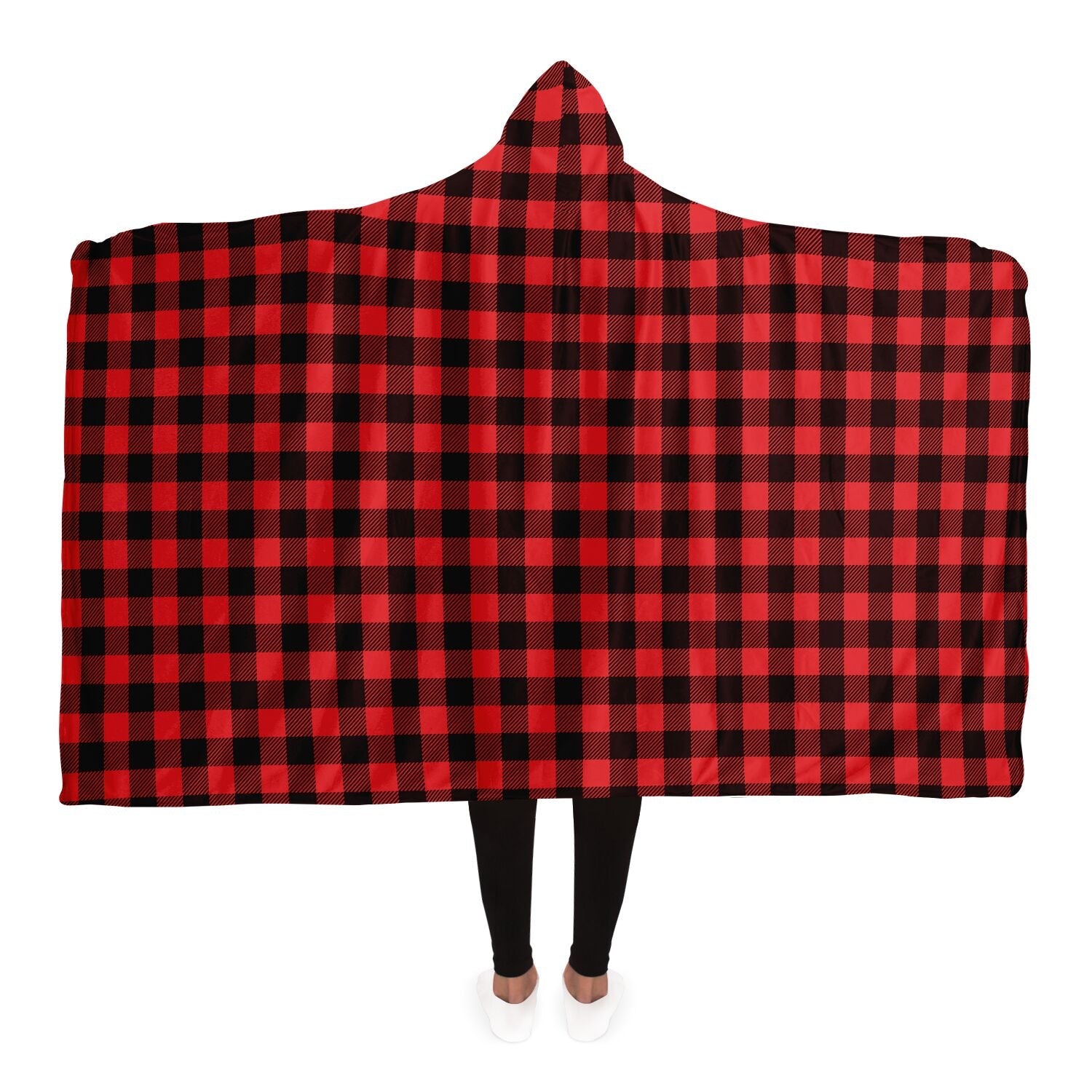 65 MCMLXV Unisex Red Buffalo Plaid Print Hooded Blanket - 65mcmlxv