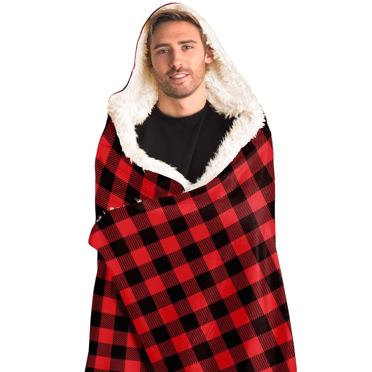 65 MCMLXV Unisex Red Buffalo Plaid Print Hooded Blanket - 65mcmlxv